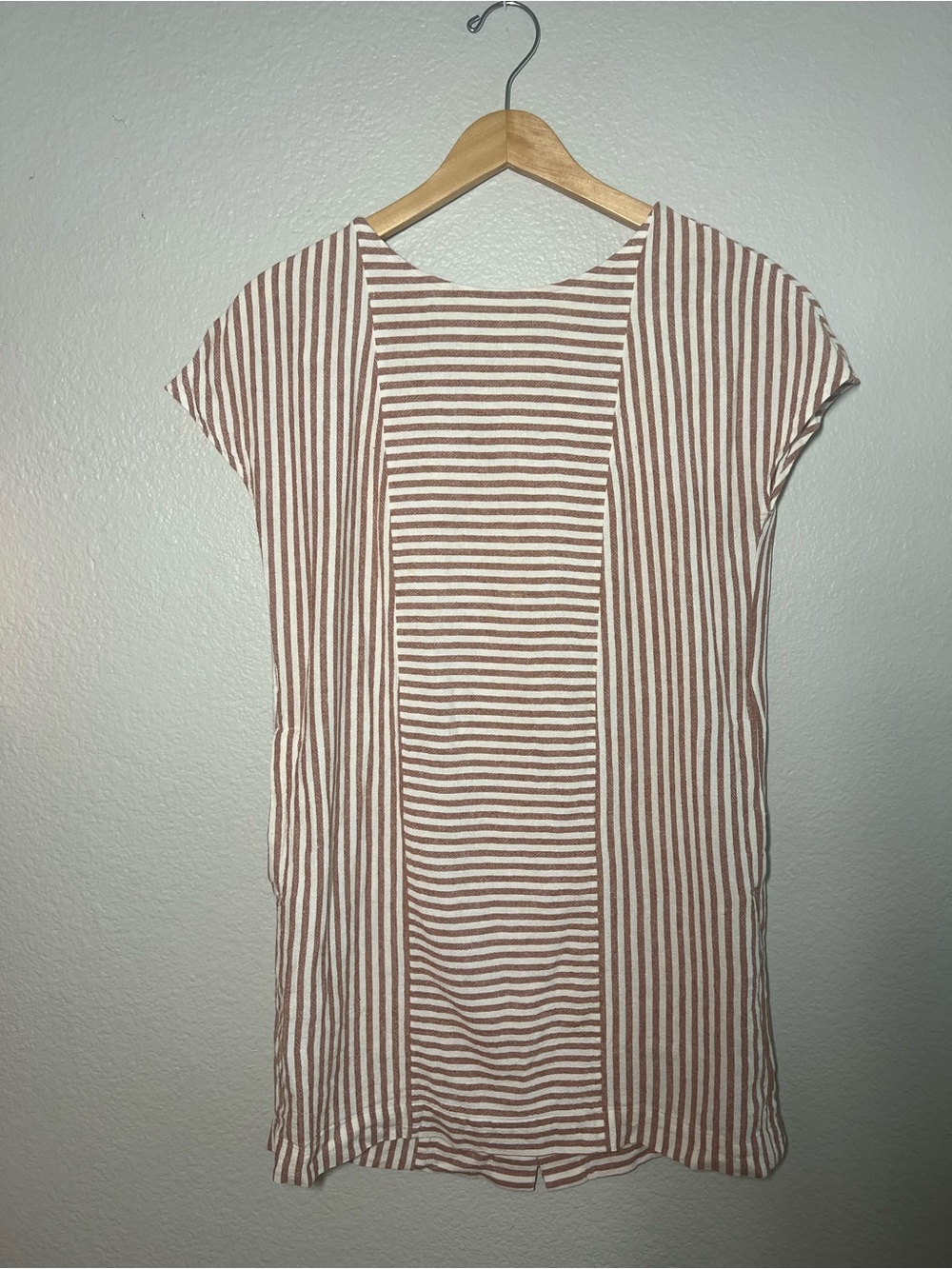 Madewell Stripe-Play Button-Back Tee Dress Small Striped